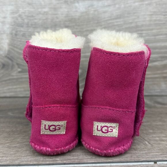 Ugg Caden Toddler Girl Sz 5 Princess Pink Suede Shearling Lined Moccasin Booties - Picture 4 of 10